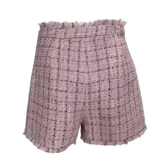 Cinq A Sept Tweed Pink Quartz Multi Coronado Shorts Size 2